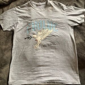 Gray Graphic T-Shirt with Dove Design